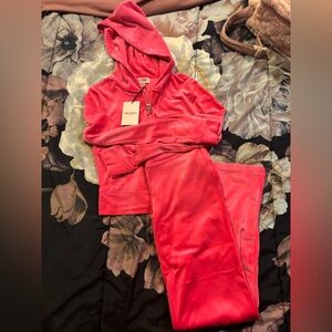 JUICY COUTURE Velour OG Bling Tracksuit Hoodie & Pant Set Pink Size XS